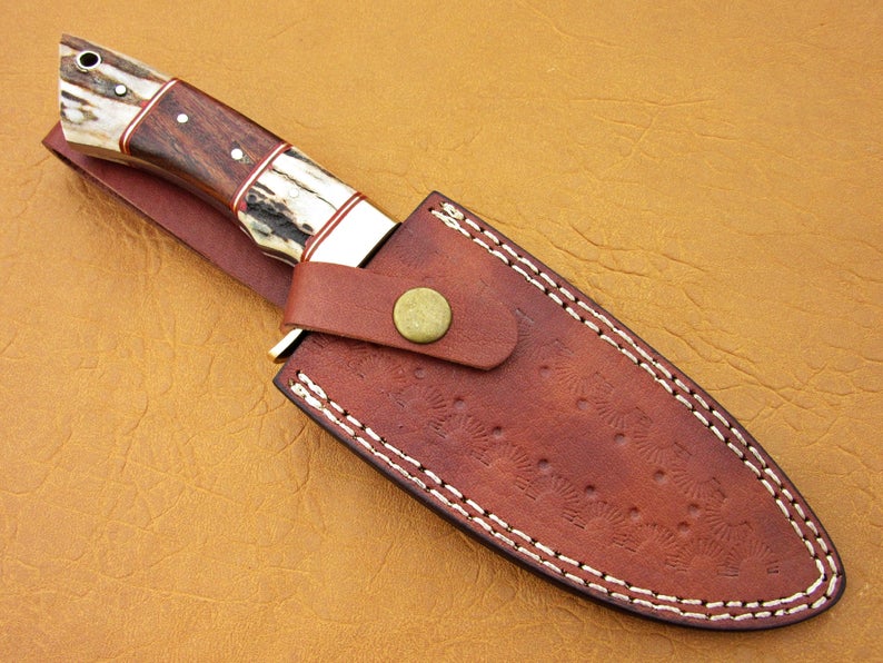 Custom Handmade Damascus Steel Fixed Blade Hunting Knife - SUSA KNIVES