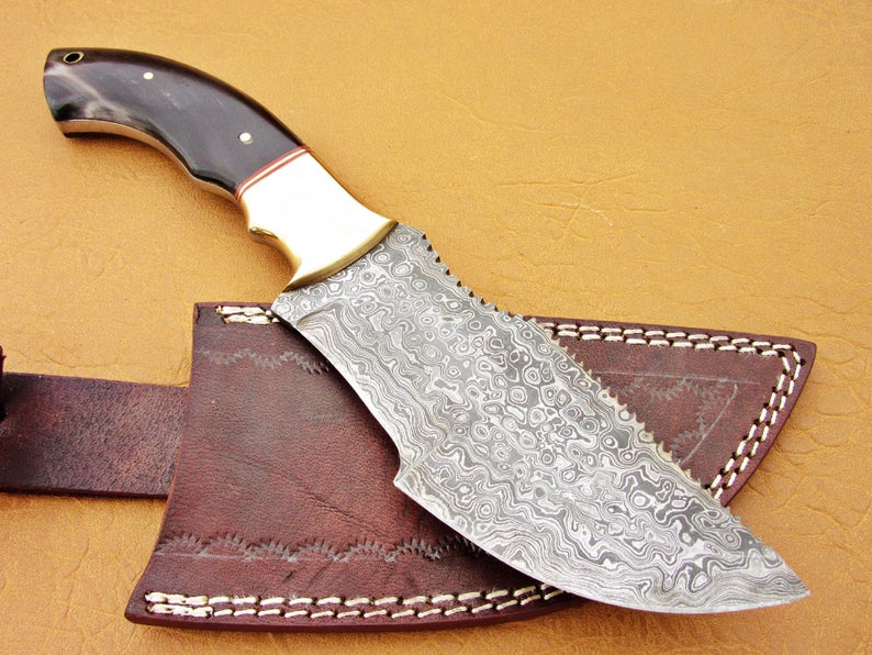 Custom Handmade Damascus Steel Fixed Blade Hunting Tracker Knife - SUSA KNIVES