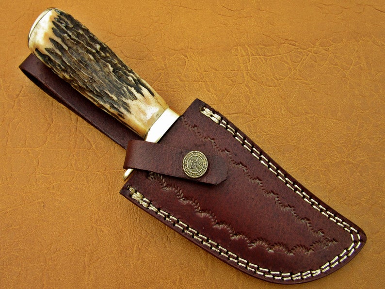 Custom Handmade Damascus Steel Fixed Blade Hunting Knife - SUSA KNIVES