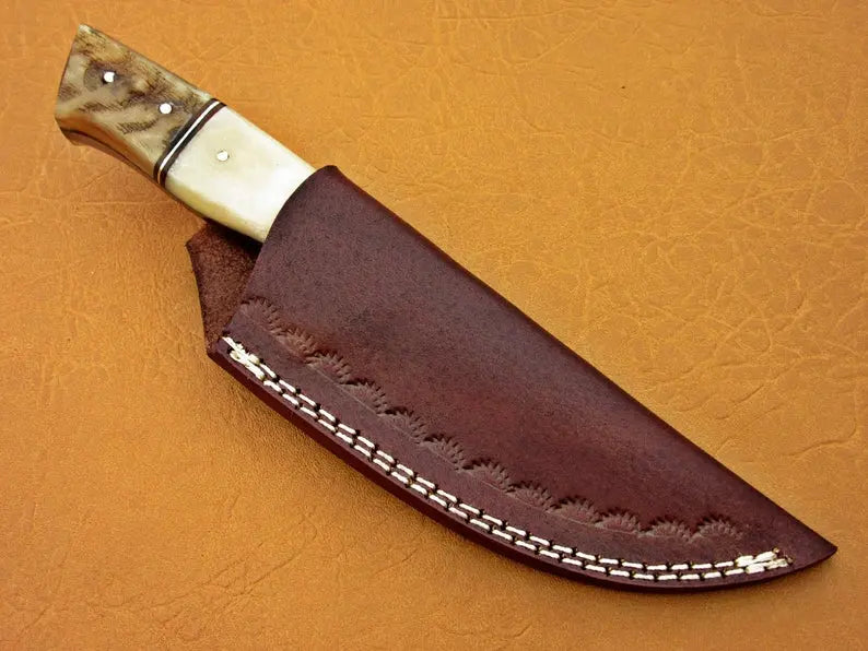 Custom Handmade Damascus Steel Fixed Blade Hunting Knife - SUSA KNIVES