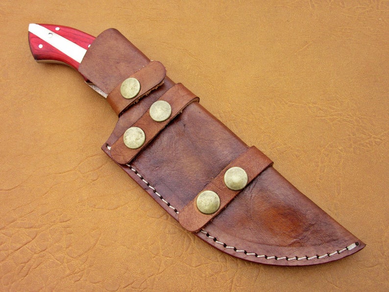 Custom Handmade Damascus Steel Fixed Blade Hunting Tracker Knife - SUSA KNIVES