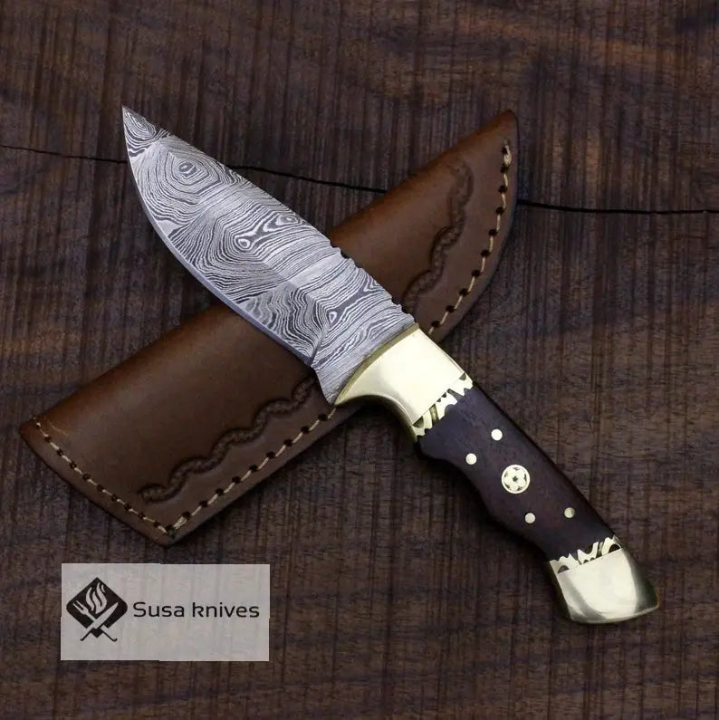 Damascus Bushcraft Knife - Hunting, Camping, Fixed Blade, Collectors Knife. Christmas, Anniversary Gift Men, Unique Knife, EDC, Hiking Gear - SUSA KNIVES