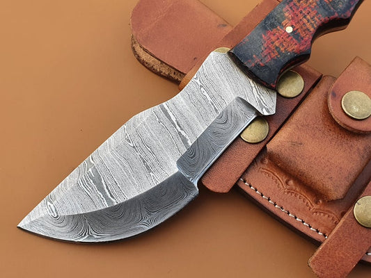 Custom Handmade Damascus Steel Tracker Hunting Knife - SUSA KNIVES