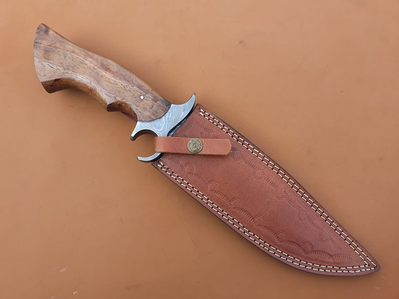 Custom Handmade Damascus Steel Bowie, - SUSA KNIVES