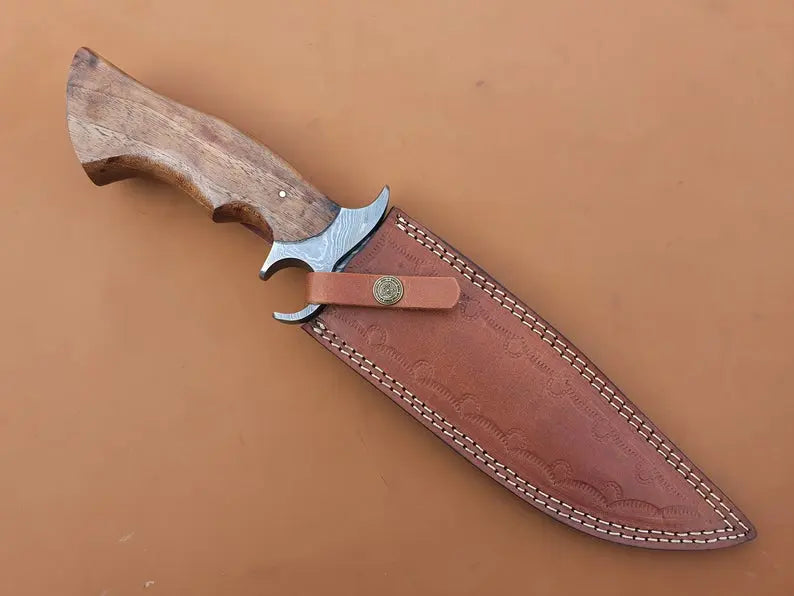 Custom Handmade Damascus Steel Bowie, - SUSA KNIVES
