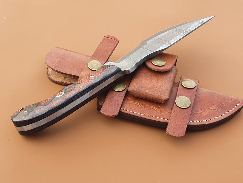 Custom Handmade Damascus Steel Tracker Hunting Knife - SUSA KNIVES