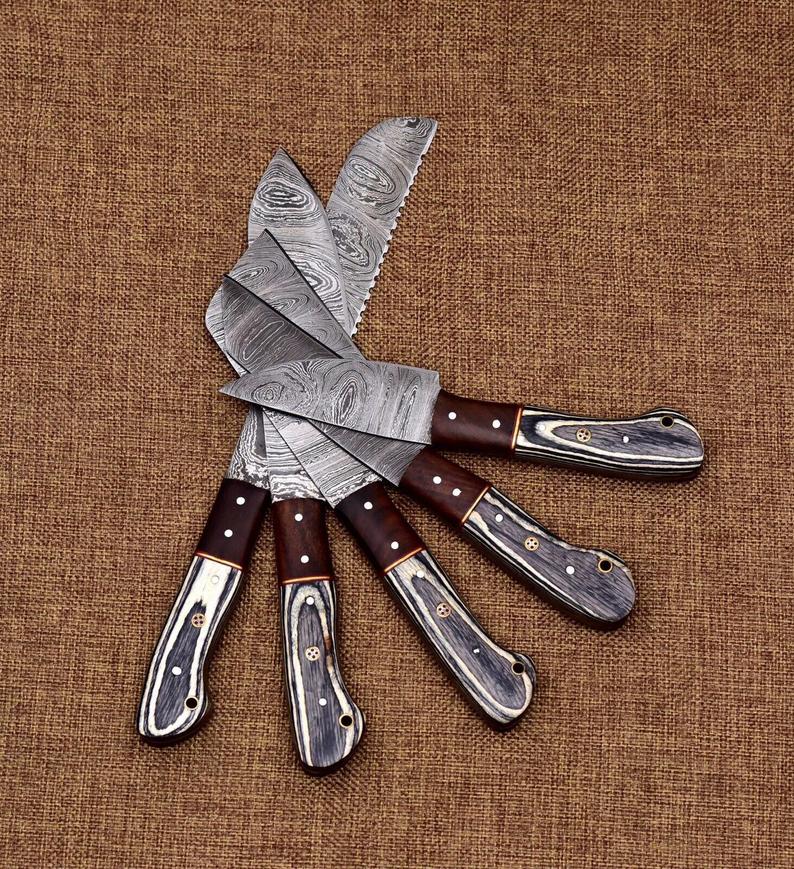 Custom Handmade Damascus Chef Knives Set Kitchen Knives Set Gift For Her Gift For Him - SUSA KNIVES