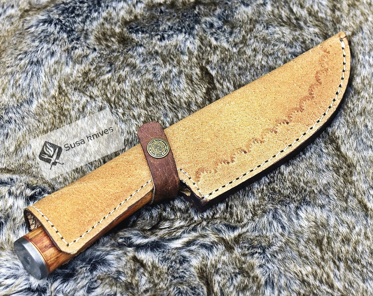 DAMASCUS STEEL PRO CHEF KNIFE, 10.5", DAMASCUS STEEL BLADE, EXOTIC RED MERANTI WOOD HANDLE, CUSTOM FULL TANG FIXED BLADE CHEF'S KNIFE - SUSA KNIVES