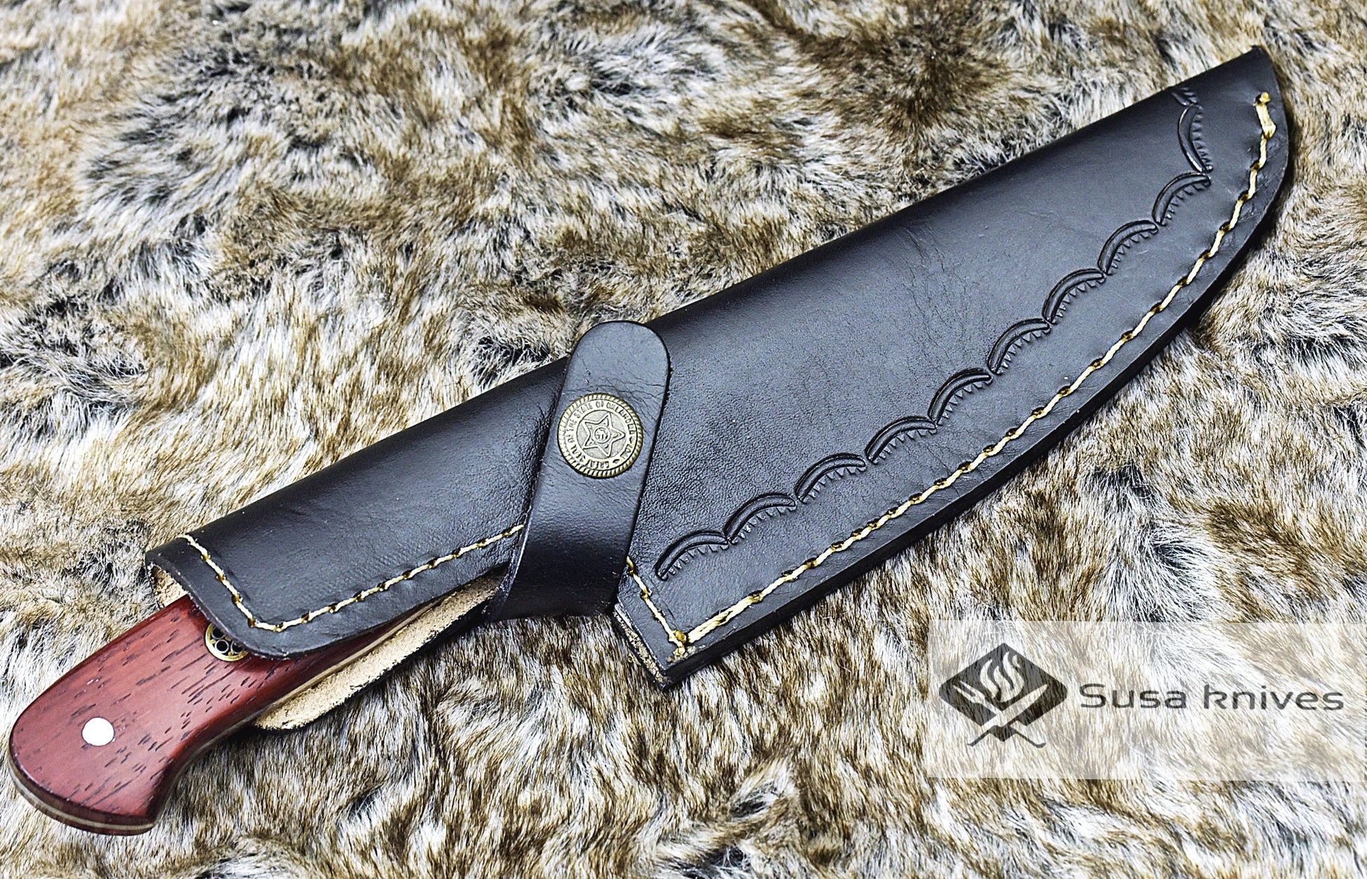 DAMASCUS STEEL PRO CHEF UTILITY PAIRING KNIFE, 10.5", DAMASCUS STEEL DROP POINT BLADE, EXOTIC PADAUK WOOD HANDLE, FIXED BLADE, FULL TANG - SUSA KNIVES