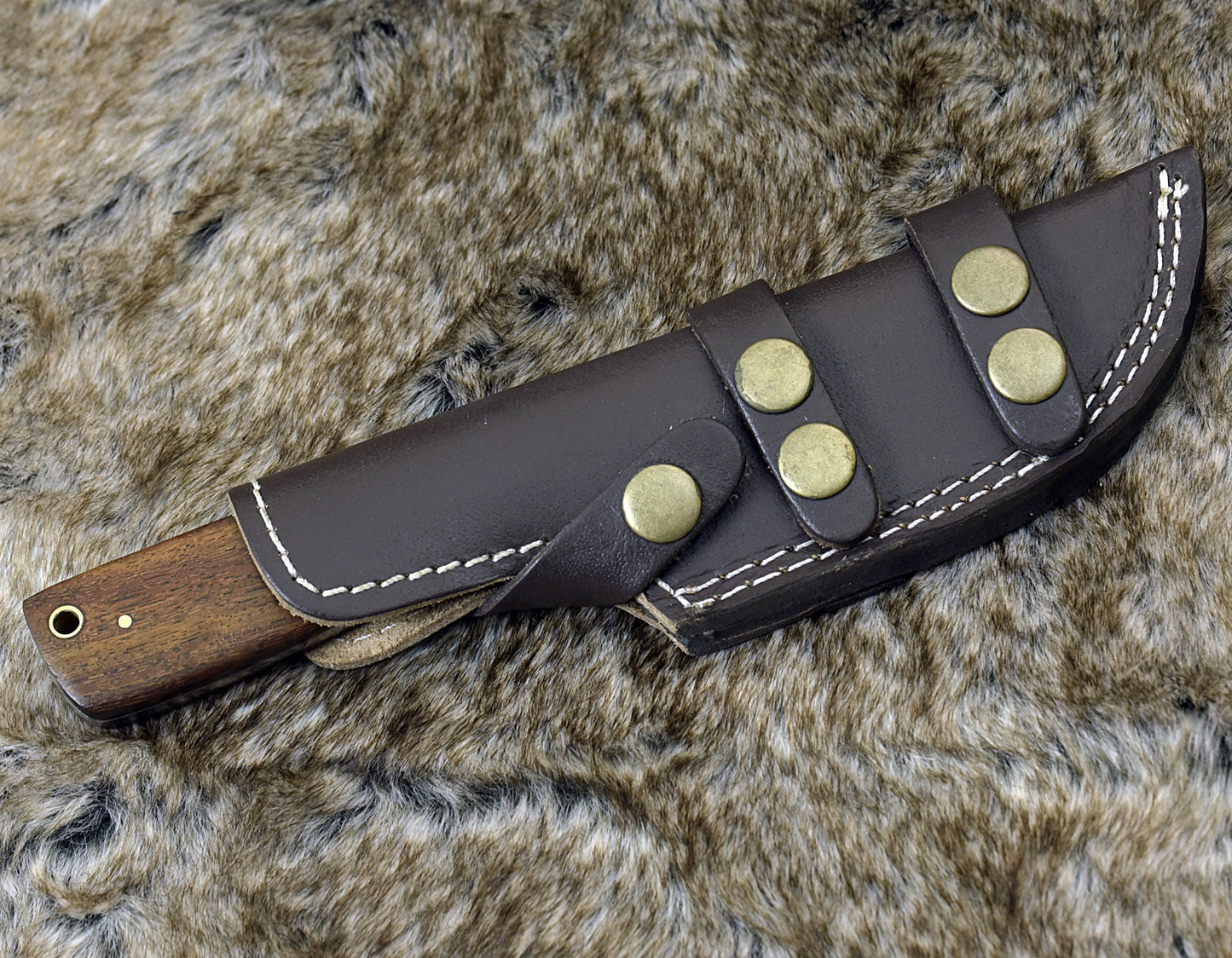DAMASCUS KNIFE, DAMASCUS STEEL SKINNING KNIFE, 9", DAMASCUS STEEL CLIP POINT BLADE, EXOTIC ROSE WOOD HANDLE, FIXED BLADE, INCLUDES HAND STITCHED SHEATH - SUSA KNIVES