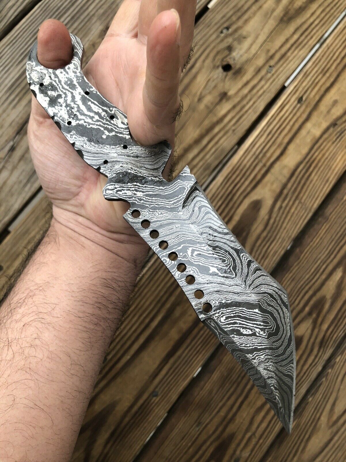 10”inch HAND FORGED DAMASCUS STEEL Hunting Tracker Knife BLANK BLADE FULL TANG - SUSA KNIVES