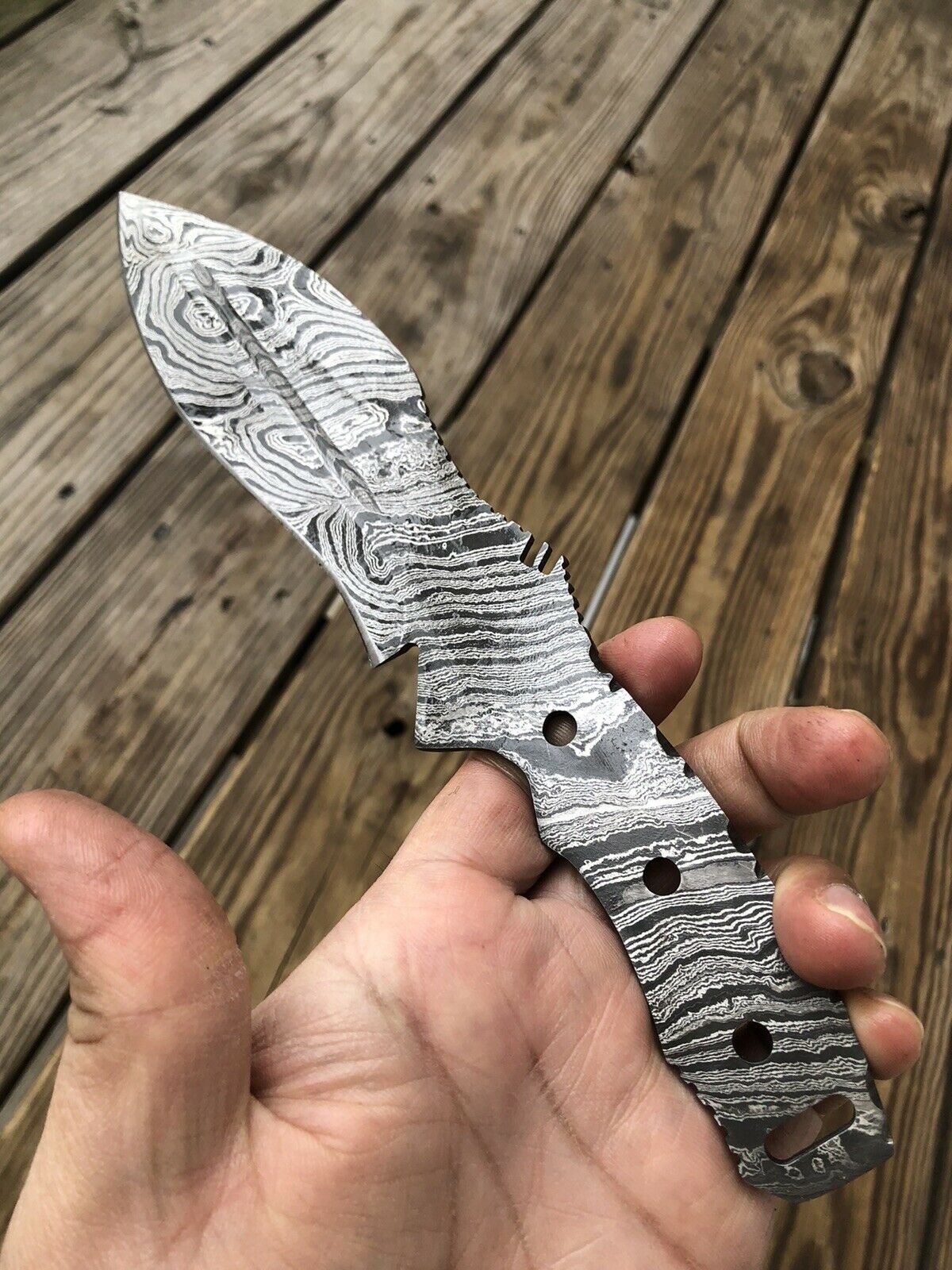 10”inch HAND FORGED DAMASCUS STEEL Hunting Kukri Knife BLANK BLADE FULL TANG. - SUSA KNIVES