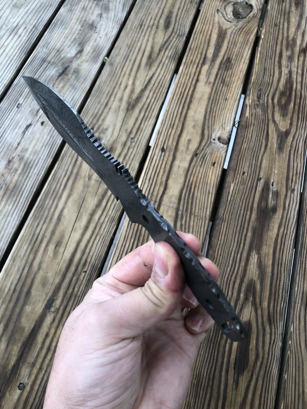 10”inch HAND FORGED DAMASCUS STEEL Hunting Kukri Knife BLANK BLADE FULL TANG. - SUSA KNIVES