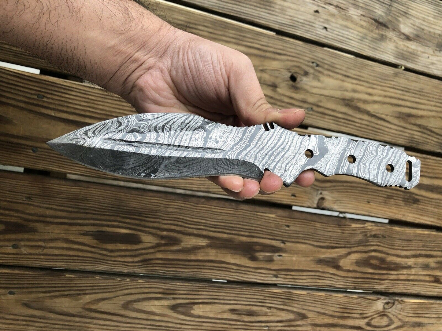 10”inch HAND FORGED DAMASCUS STEEL Hunting Kukri Knife BLANK BLADE FULL TANG. - SUSA KNIVES