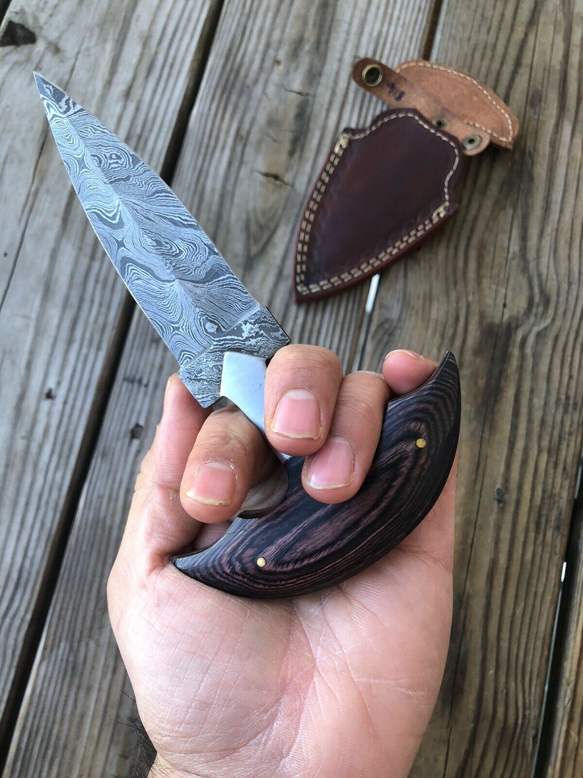 CUSTOM HAND FORGED DAMASCUS COMBAT DAGGER Boot KNIFE - SUSA KNIVES