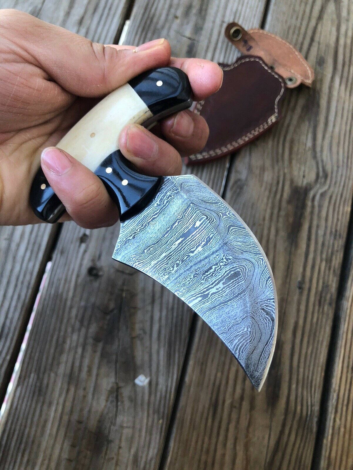 CUSTOM HAND FORGED DAMASCUS COMBAT DAGGER Boot KNIFE - SUSA KNIVES
