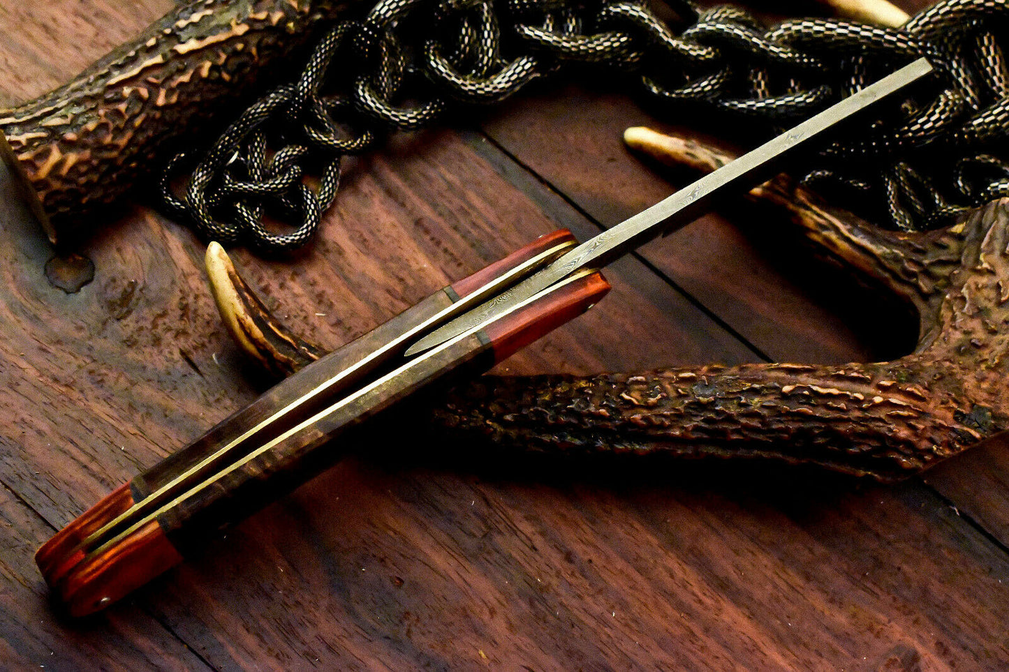 Custom Handmade Damascus Steel Blade Barber Folding Razor | Hard Wood - SUSA KNIVES