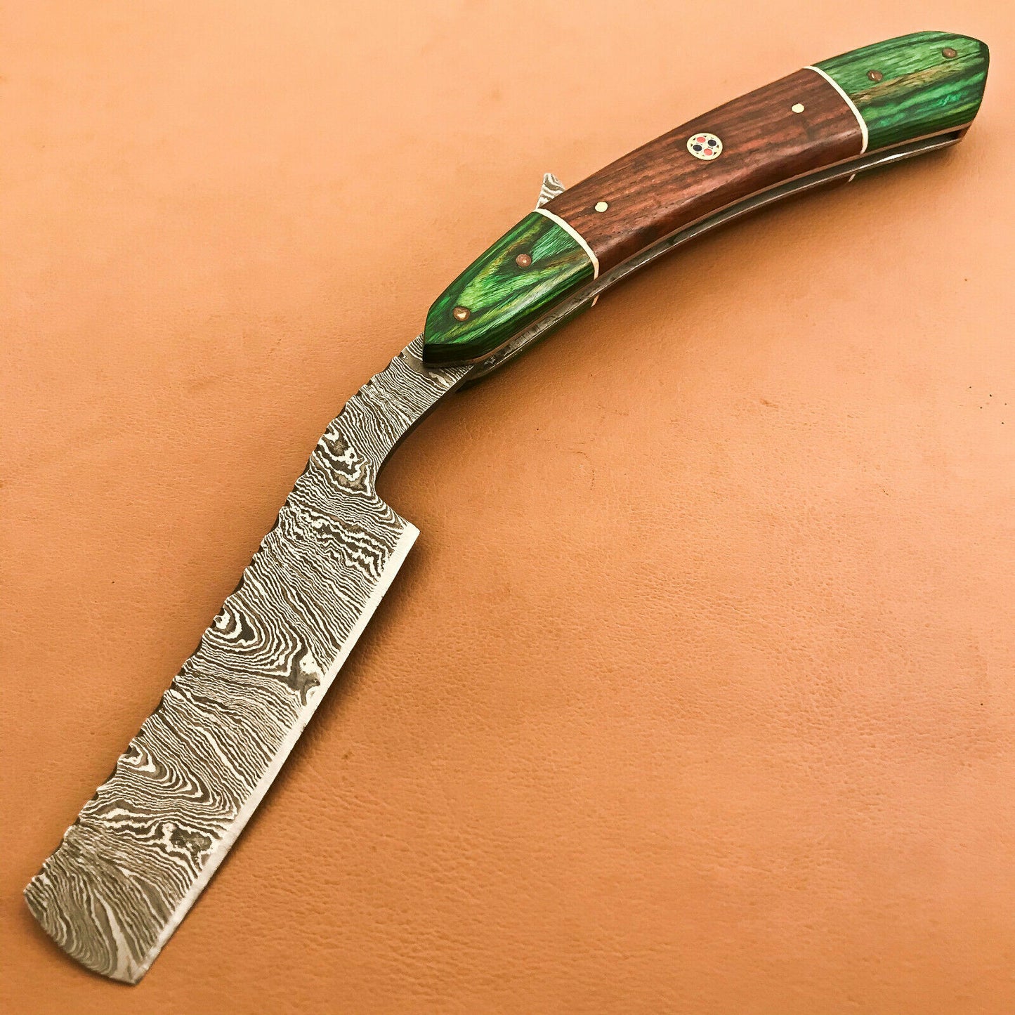 Superb Custom Damascus Steel Folding Handmade Sharp Blade Razors Natural Wood - SUSA KNIVES