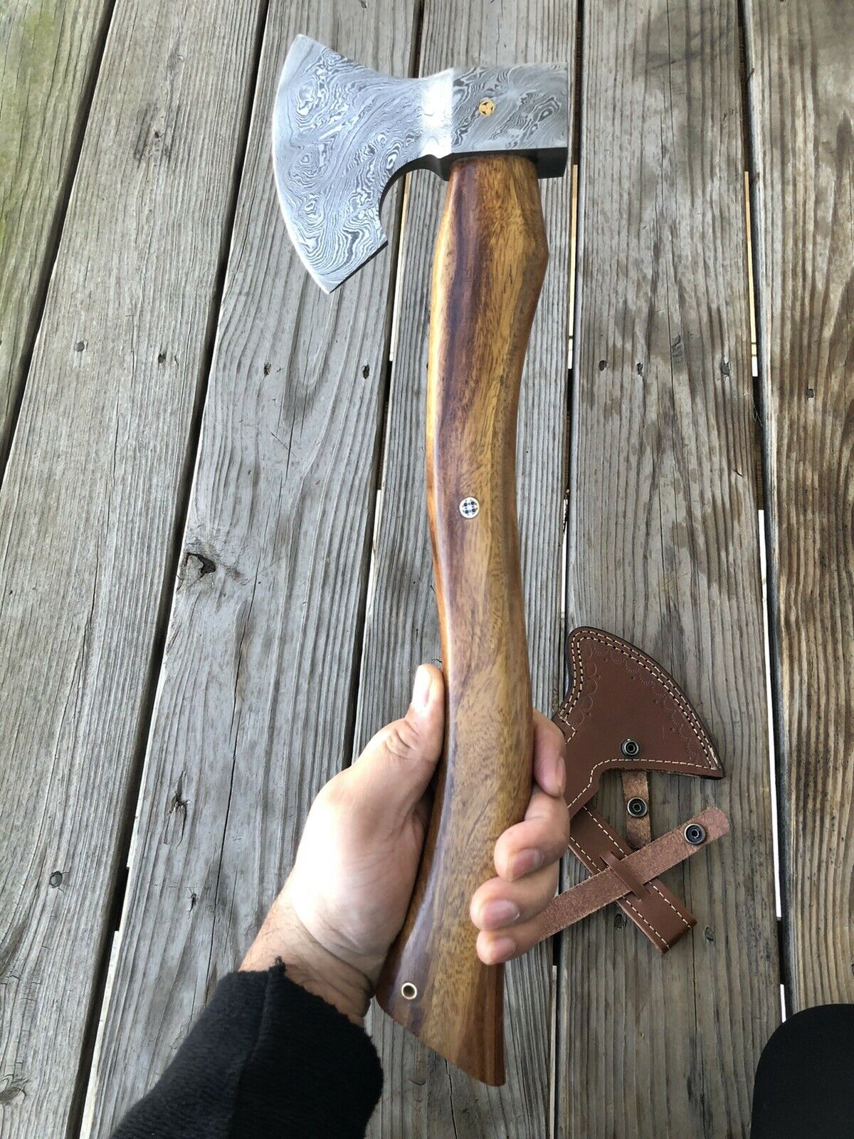 Custom HAND FORGED DAMASCUS STEEL FULL TANG Axe - SUSA KNIVES