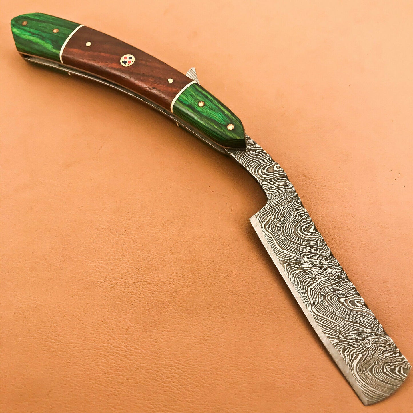 Superb Custom Damascus Steel Folding Handmade Sharp Blade Razors Natural Wood - SUSA KNIVES