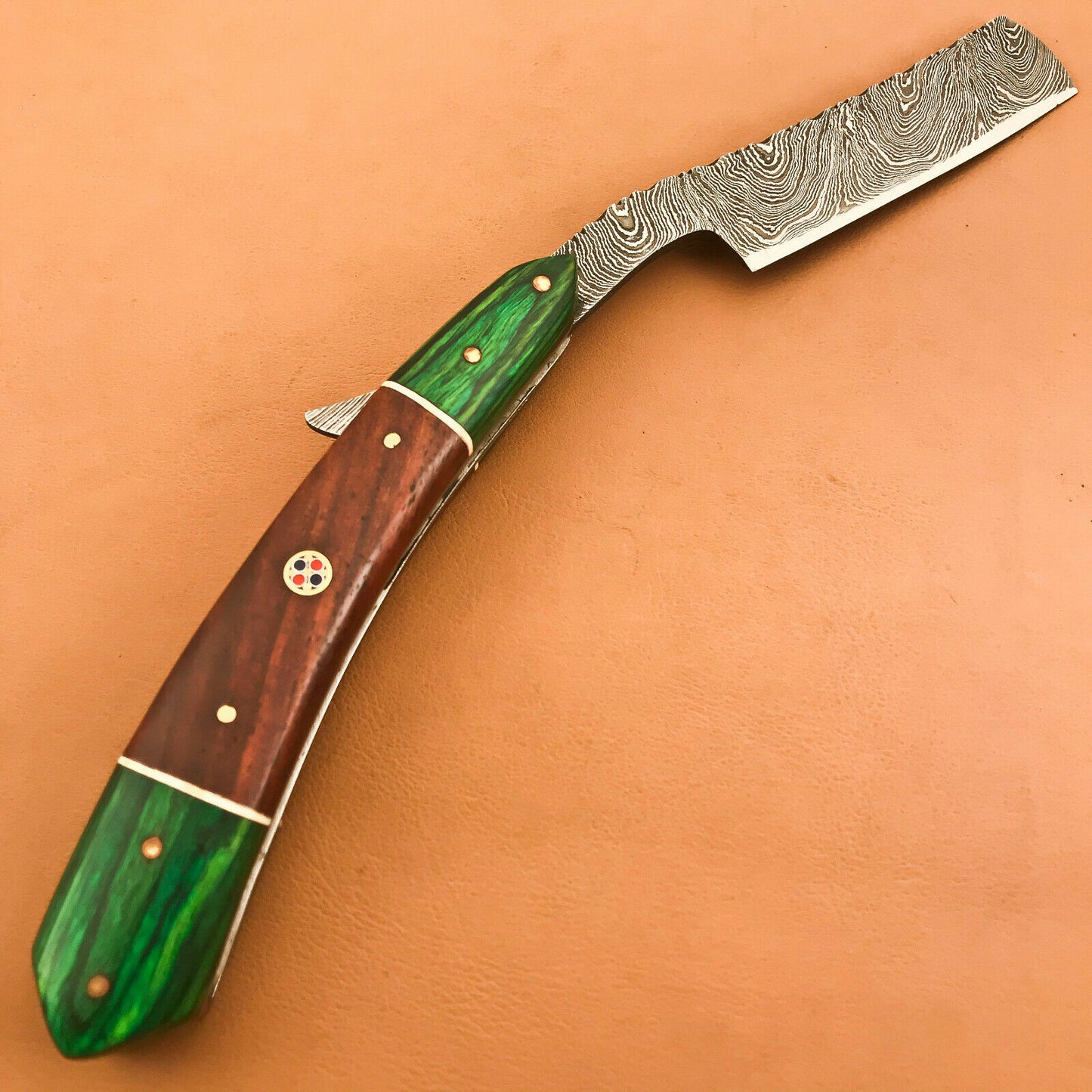 Superb Custom Damascus Steel Folding Handmade Sharp Blade Razors Natural Wood - SUSA KNIVES