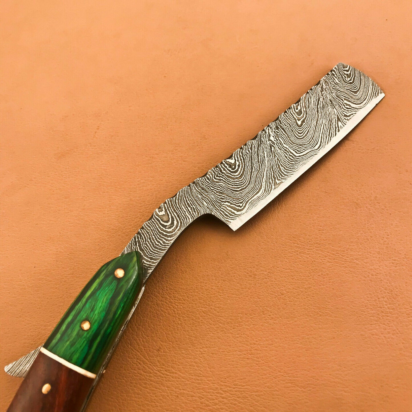 Superb Custom Damascus Steel Folding Handmade Sharp Blade Razors Natural Wood - SUSA KNIVES