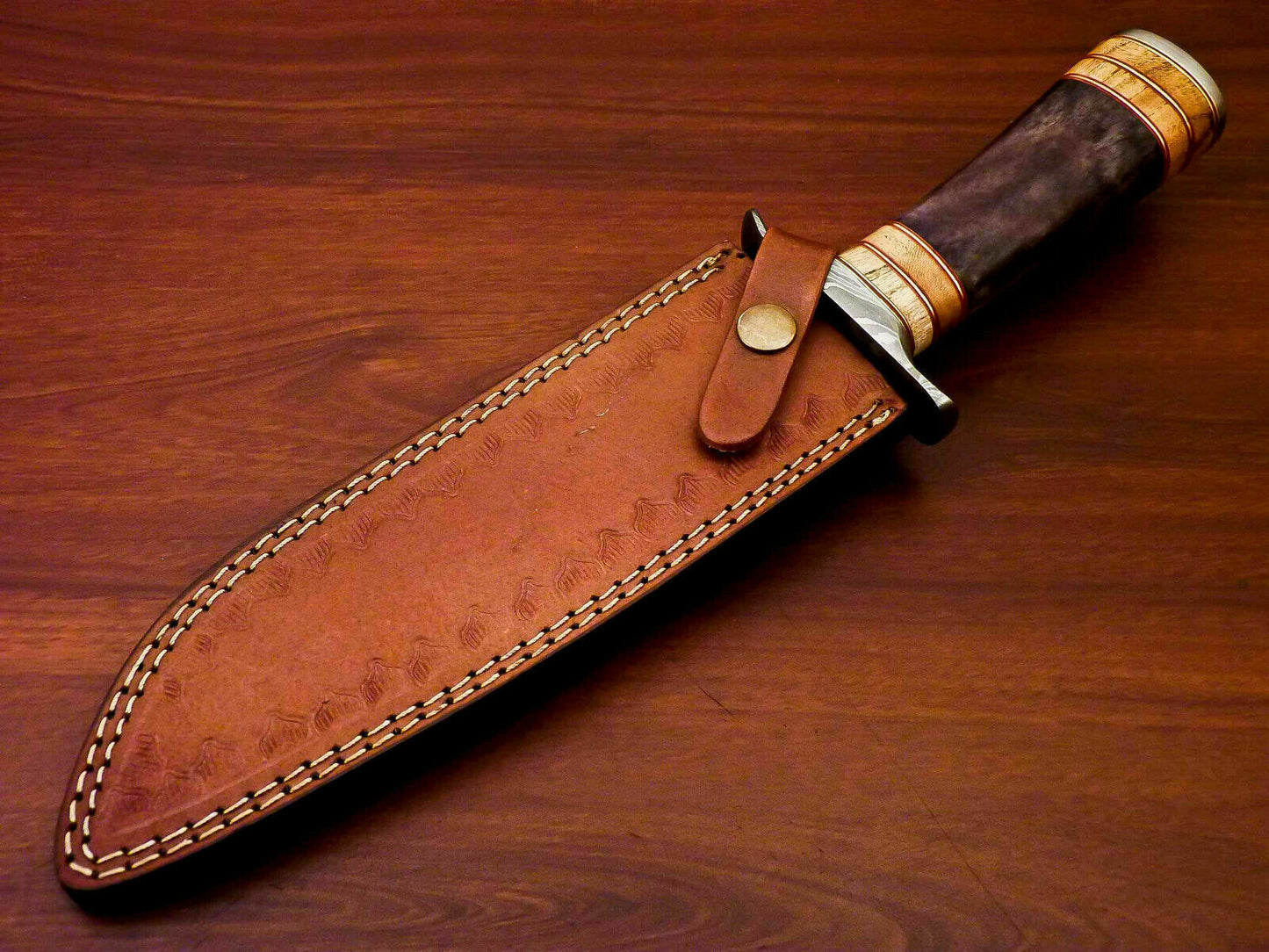 Amazing Custom Handmade Damascus Steel Hunting Knife Stained Camel Bone Handle - SUSA KNIVES