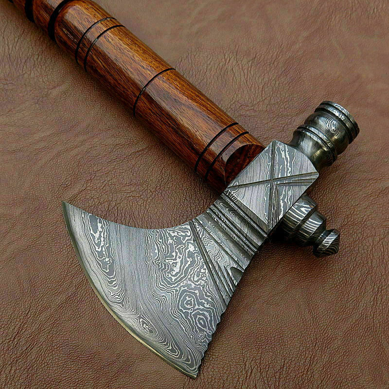 HANDMADE DAMASCUS STEEL TOMAHAWK AXE HATCHET WOOD HANDLE. - SUSA KNIVES