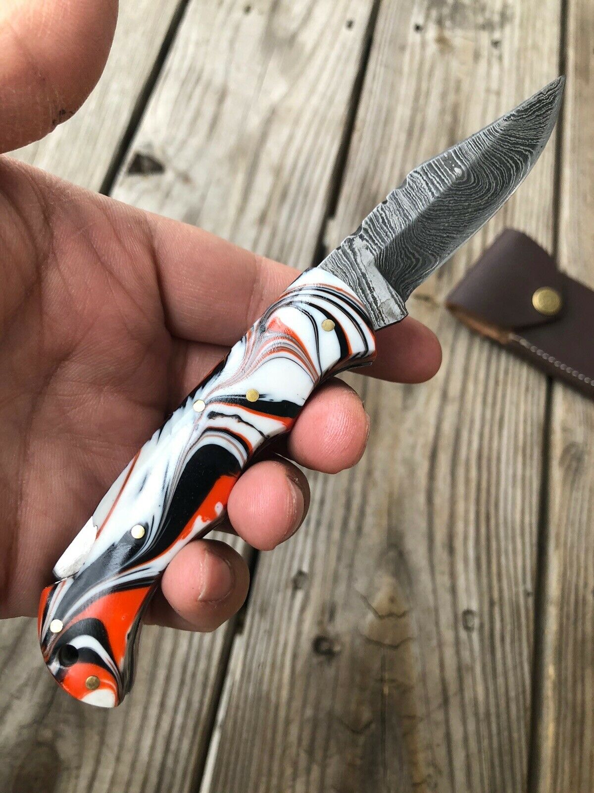 Custom HAND FORGED DAMASCUS STEEL Folding Pocket Knife W/ Back Lock - SUSA KNIVES
