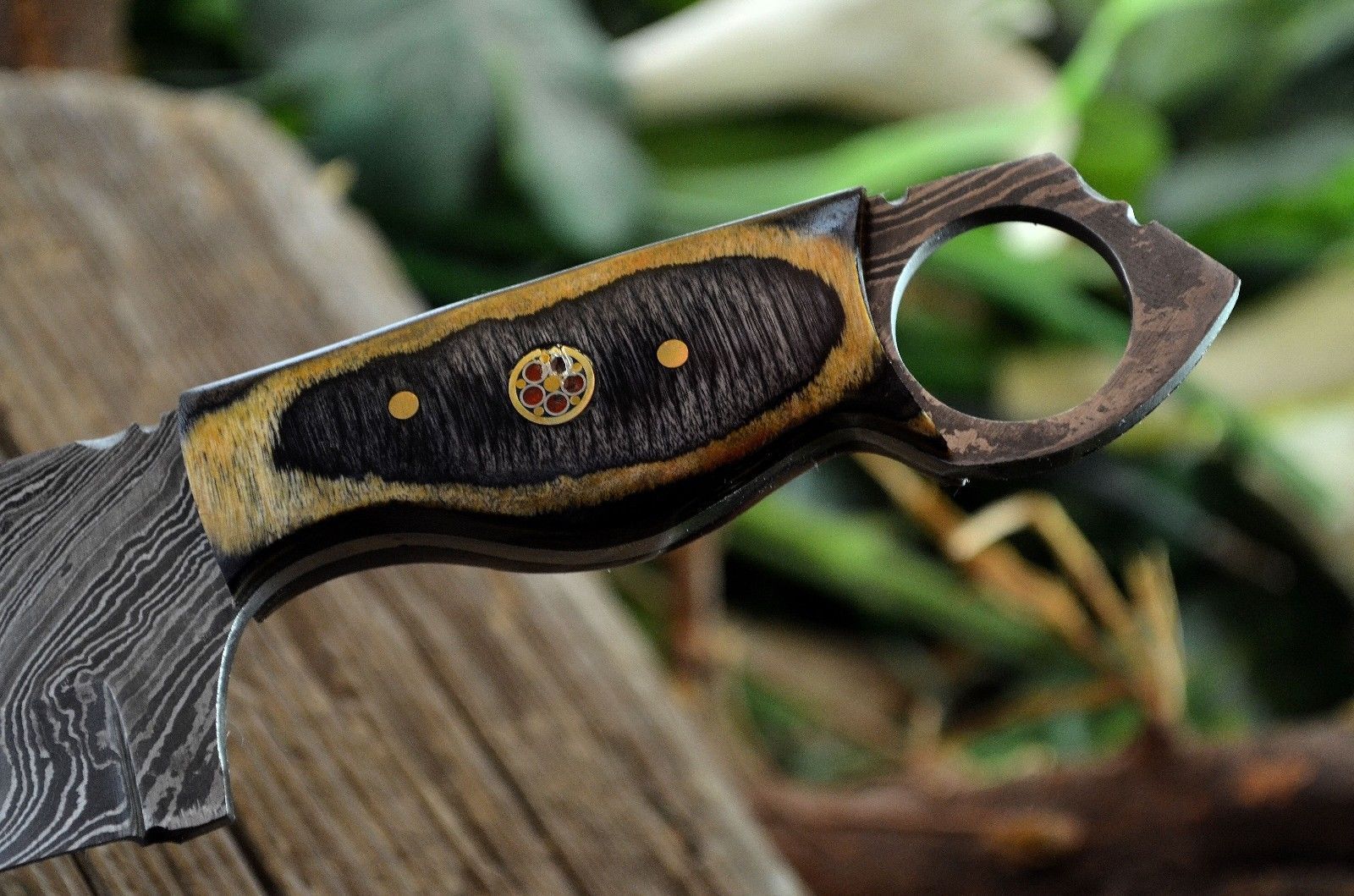 CUSTOM MADE MINI POCKET CLEAVER HUNTING KNIFE FORGED DAMASCUS STEEL WITH SHEATH - SUSA KNIVES