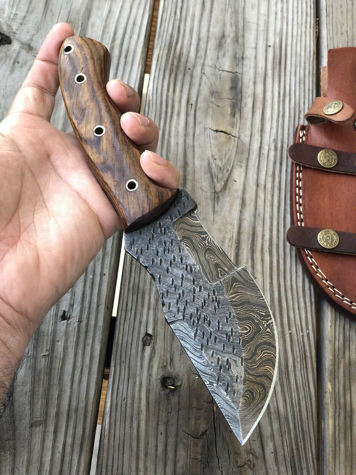 CUSTOM HAND FORGED DAMASCUS STEEL TRACKER Hunting KNIFE - SUSA KNIVES