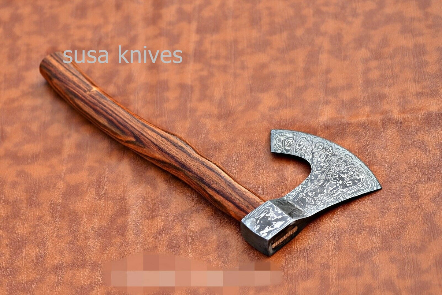 Custom Handmade Damascus Tomahawk Damascus Axe , Hatchet with Rose wood - SUSA KNIVES