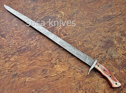 CUSTOM HAND MADE DAMASCUS STEEL HUNTING SWORD KNIFE. - SUSA KNIVES