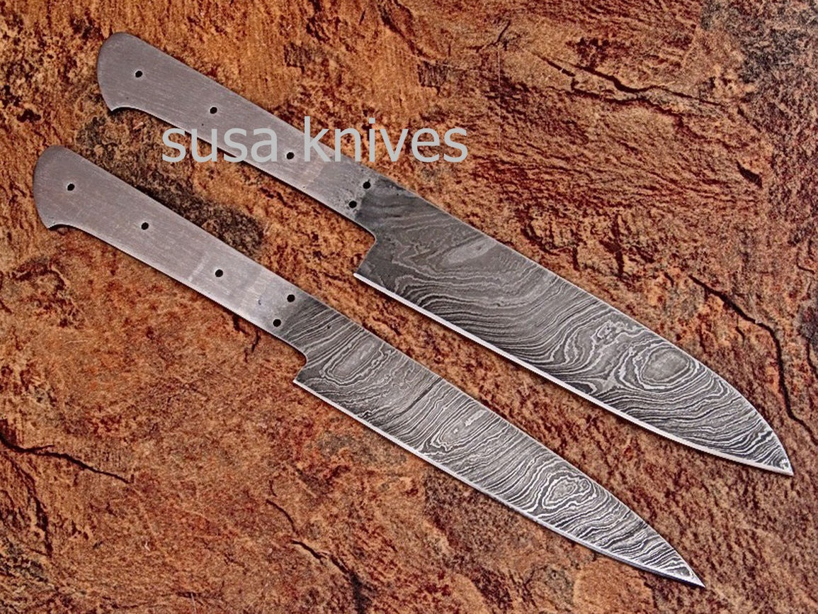 CUSTOM HAND MADE DAMASCUS BLANK BLADE 6 PCS KITCHEN/CHEF KNIFE SET - SUSA KNIVES
