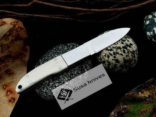 CUSTOM MADE, MIRROR POLISHED 440 C,MAMMOTH HANDLE HUNTING / FIGHTING KNIFE - SUSA KNIVES
