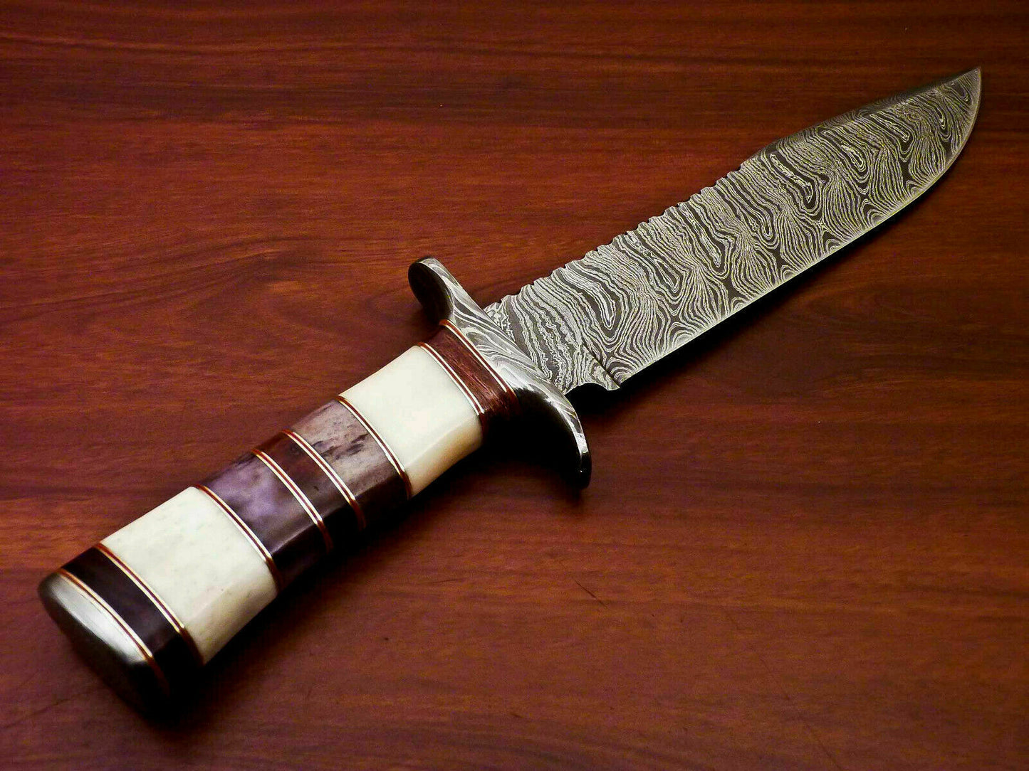 Amazing Custom Handmade Damascus Steel Hunting Knife " Stained Camel Bone Handle - SUSA KNIVES