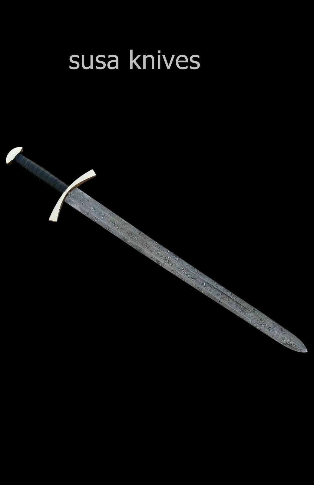 Custom Handmade Damascus steel Viking Sword 38 Inches W/Leather Sheath - SUSA KNIVES