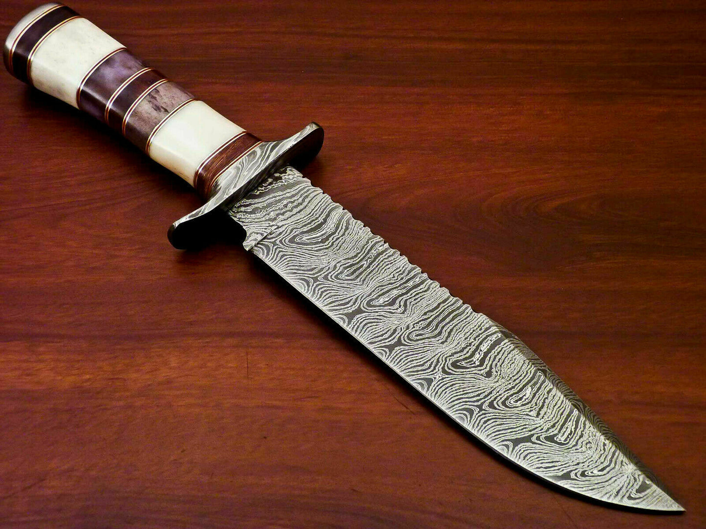 Amazing Custom Handmade Damascus Steel Hunting Knife " Stained Camel Bone Handle - SUSA KNIVES