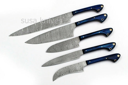 Custom Handmade Damascus Kitchen Knife Chef Knives Set - SUSA KNIVES