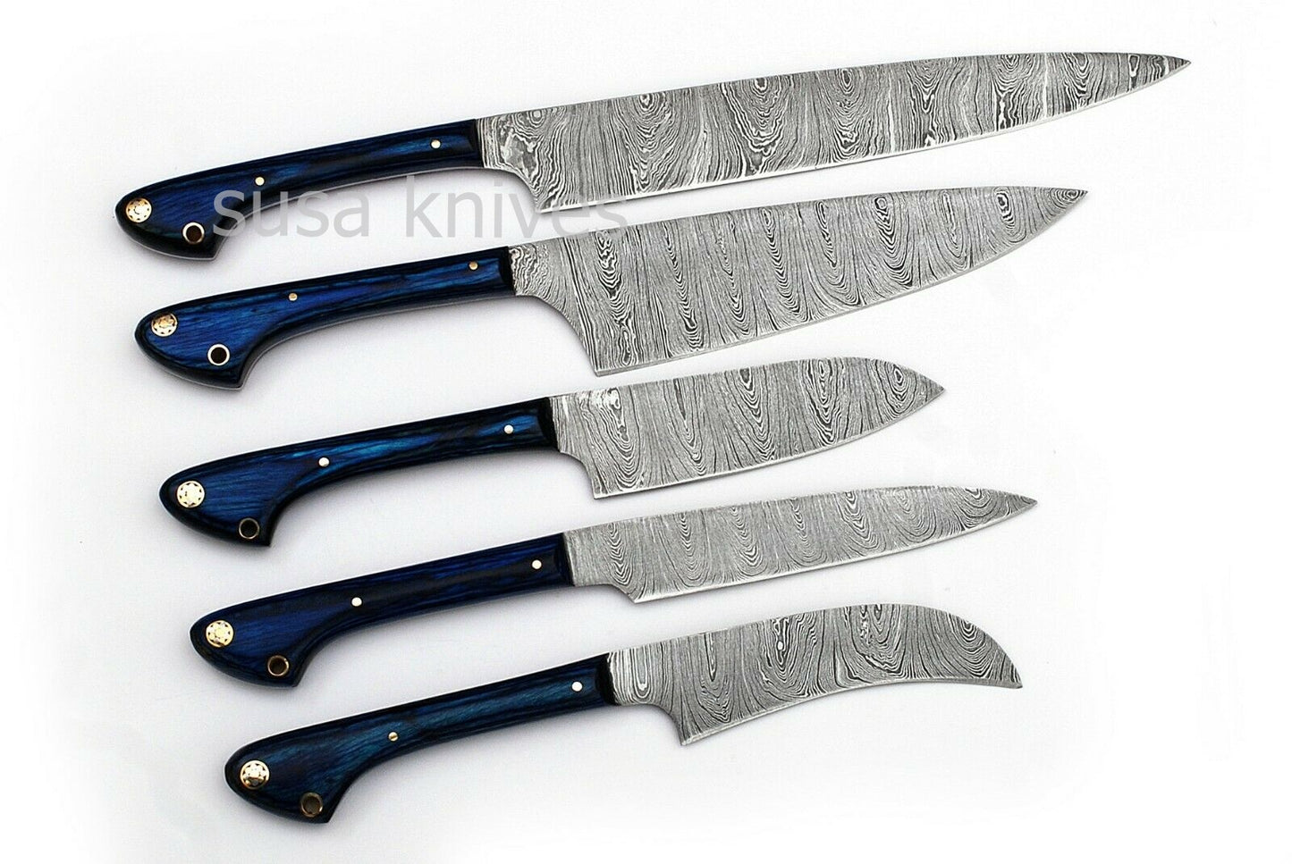 Custom Handmade Damascus Kitchen Knife Chef Knives Set - SUSA KNIVES