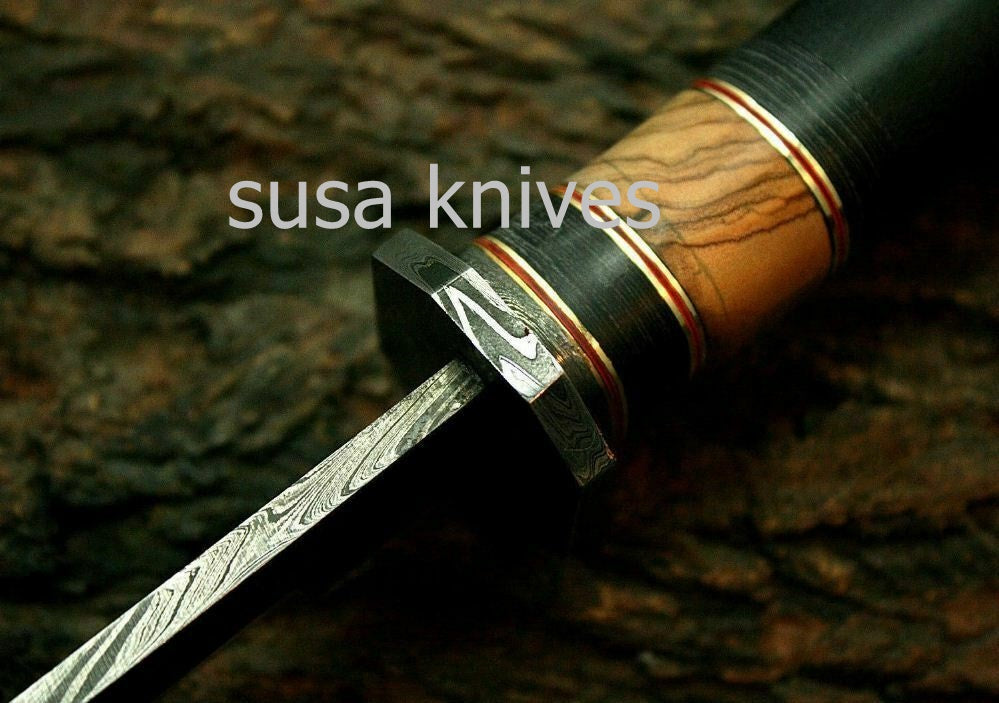 Custom Handmade Damascus Steel SWORD " Buffalo Horn Handle - SUSA KNIVES