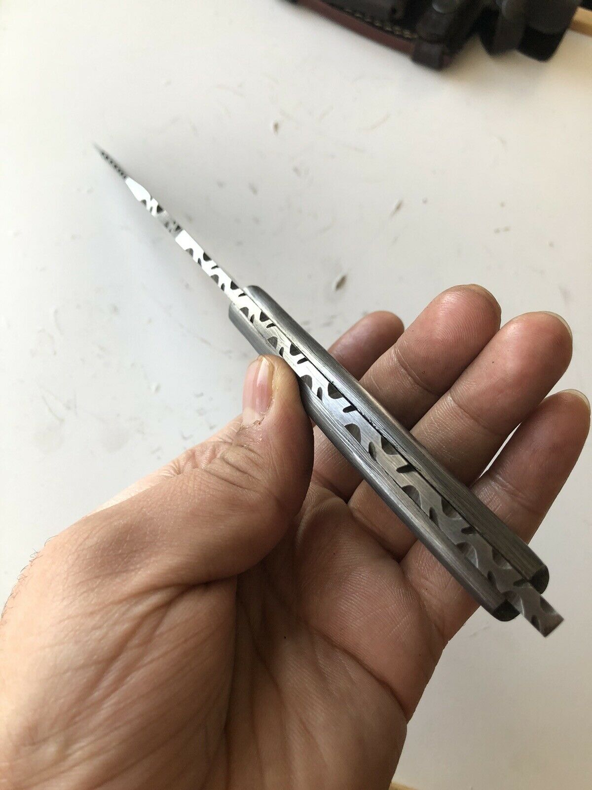 HAND FORGED DAMASCUS STEEL Hunting Tracker Knife w/ Damascus Handle - SUSA KNIVES