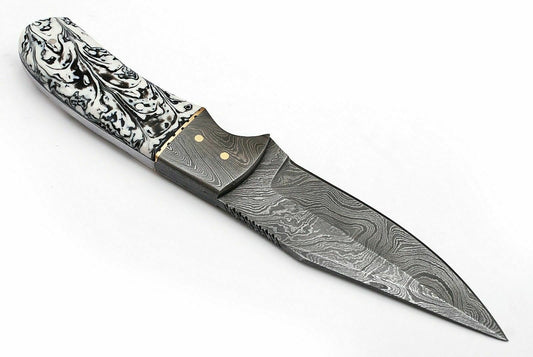 CUSTOM HAND MADE DAMASCUS STEEL FULL TANG HUNTING SKINNER KNIFE - SUSA KNIVES