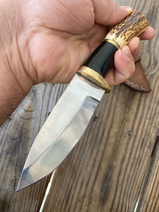 CUSTOM HAND FORGED D2 STEEL Hunting KNIFE W/ STAG HANDLE - SUSA KNIVES