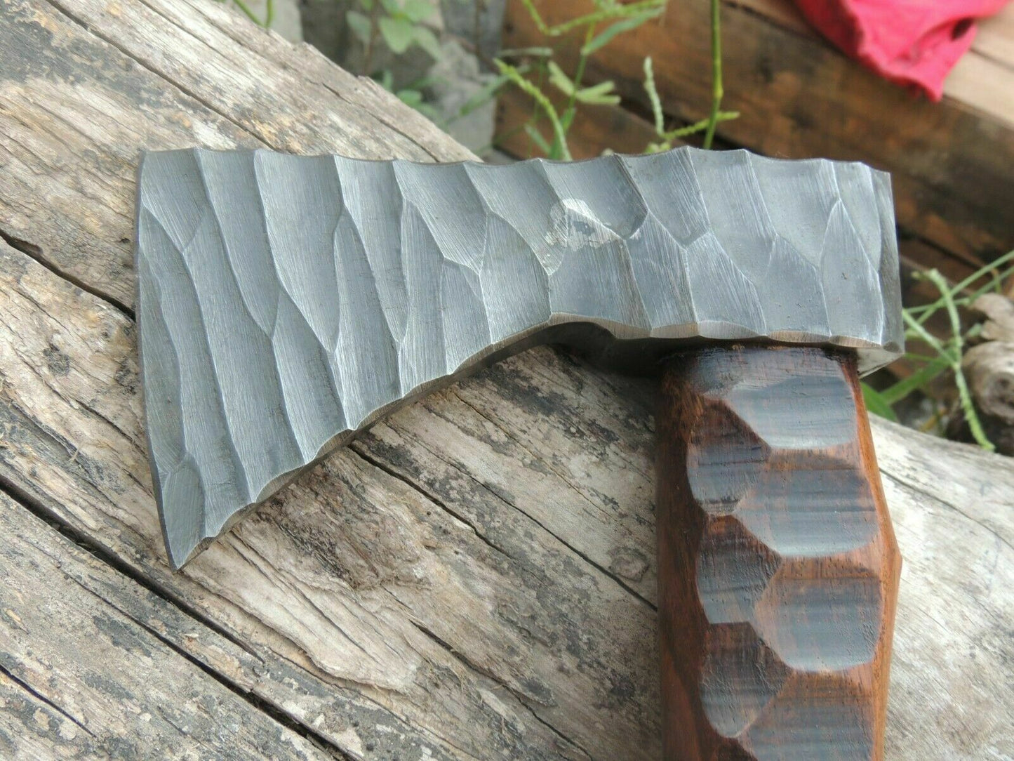Amazing blades Handmade Damascus 10 inches Axe Rose Wood Handle With Sheath - SUSA KNIVES