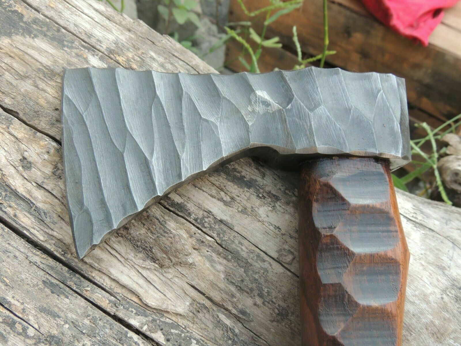 Amazing blades Handmade Damascus 10 inches Axe Rose Wood Handle With Sheath - SUSA KNIVES