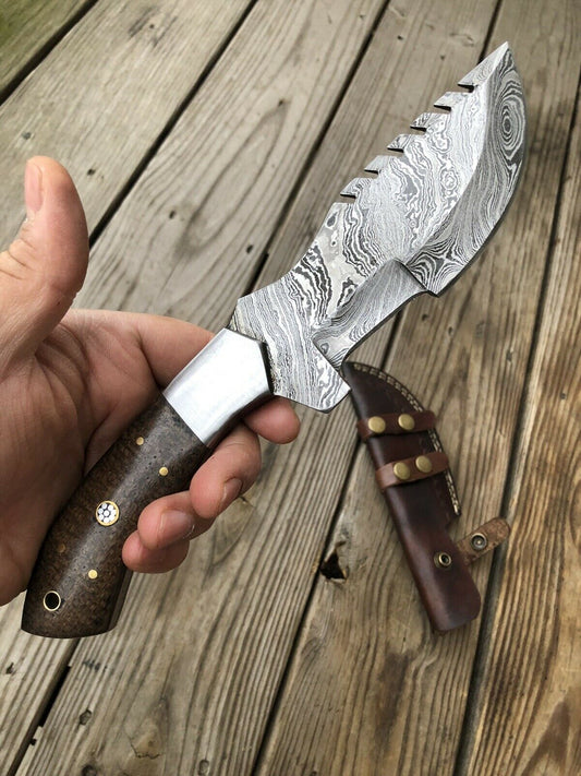 CUSTOM HAND FORGED DAMASCUS STEEL TRACKER Hunting KNIFE - SUSA KNIVES
