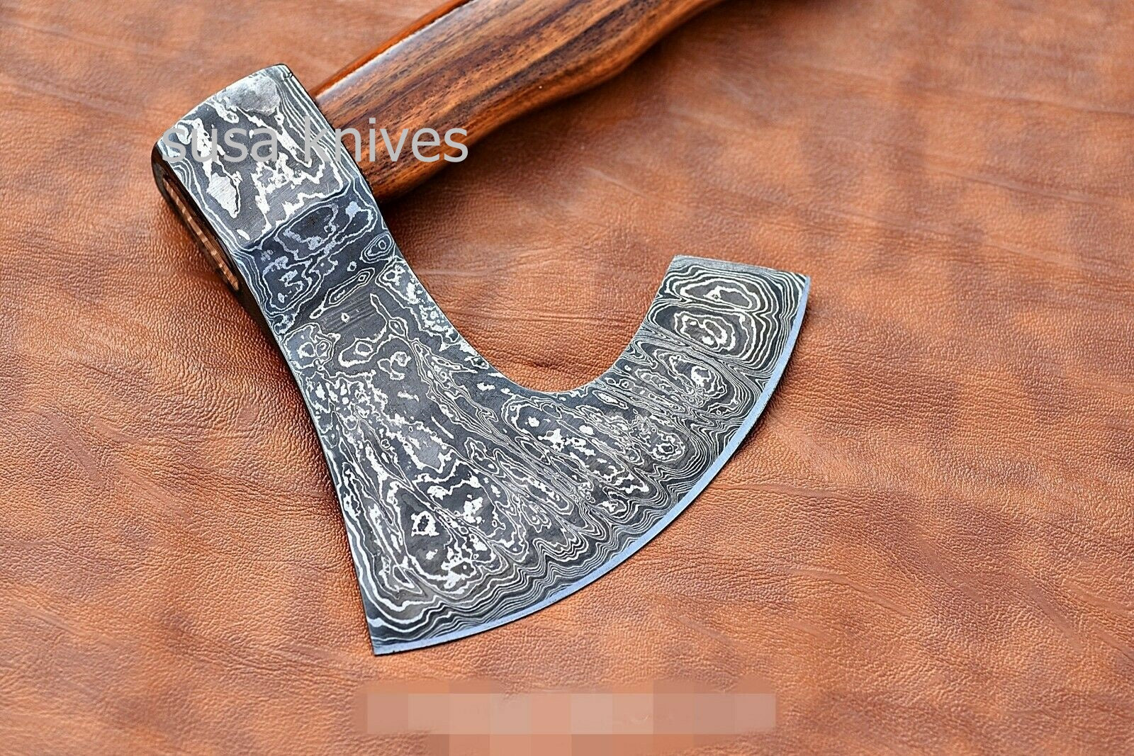 Custom Handmade Damascus Tomahawk Damascus Axe , Hatchet with Rose wood - SUSA KNIVES