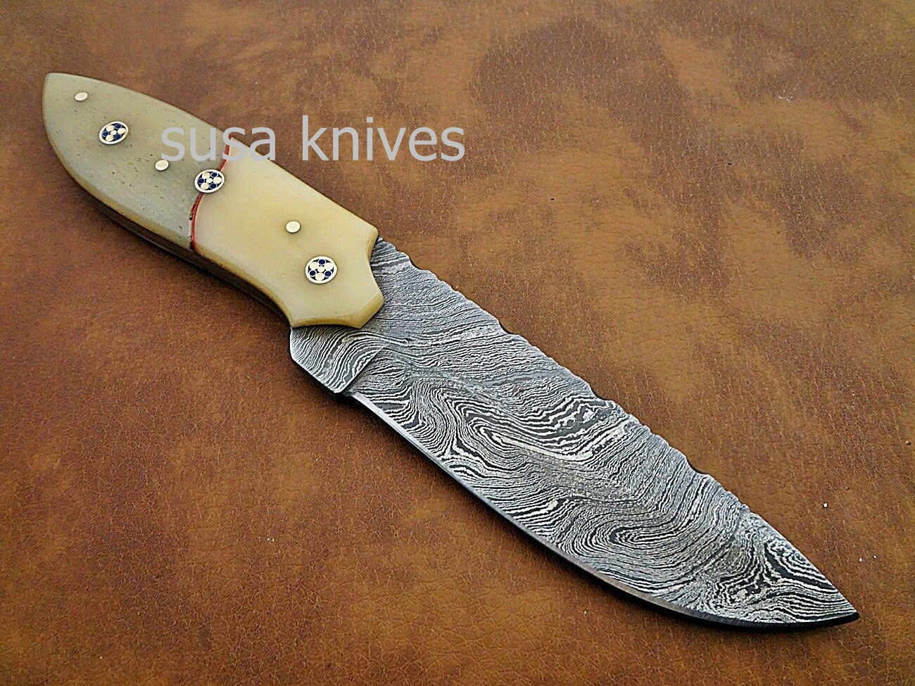 Custom hand crafted Damascus steel Moqen,s hunting knife - SUSA KNIVES