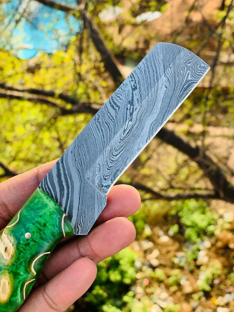 custom handmade damascus steel bull cutter knife - SUSA KNIVES